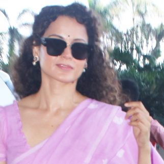 Kangana Ranaut looks mesmerizing in this pink saree at the airport