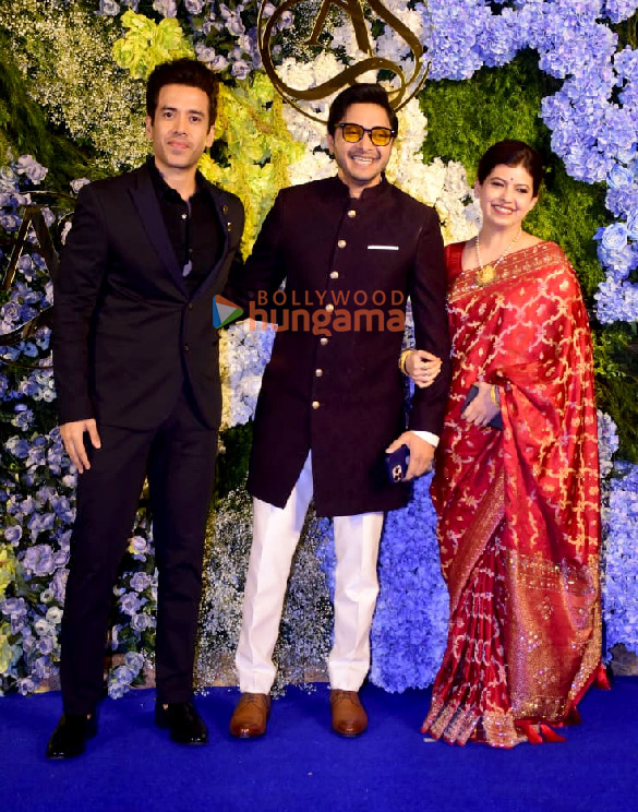 Photos: Producer Anand Pandit and family snapped with daughter, Aishwarya, and son-in-law Sahil at their wedding reception | Parties & Events