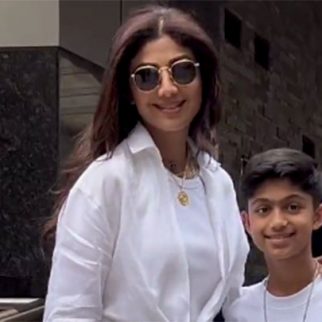 Shilpa Shetty poses with her beautiful kids as she gets clicked in the city