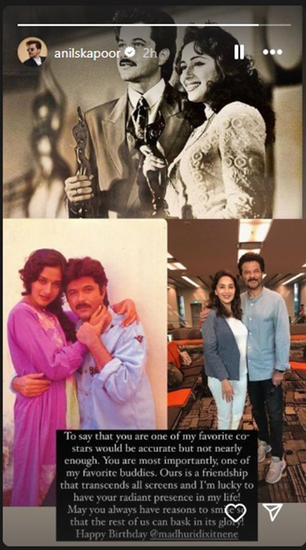 Anil Kapoor pens heartfelt birthday note for "Favourite buddy" Madhuri Dixit: “I’m lucky to have your radiant presence in my life”