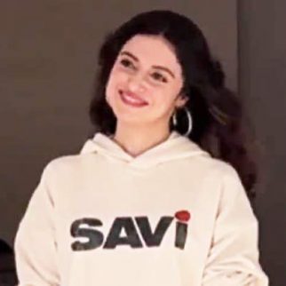 Divya Khossla shows off her 'Savi' printed hoodie while posing for paps