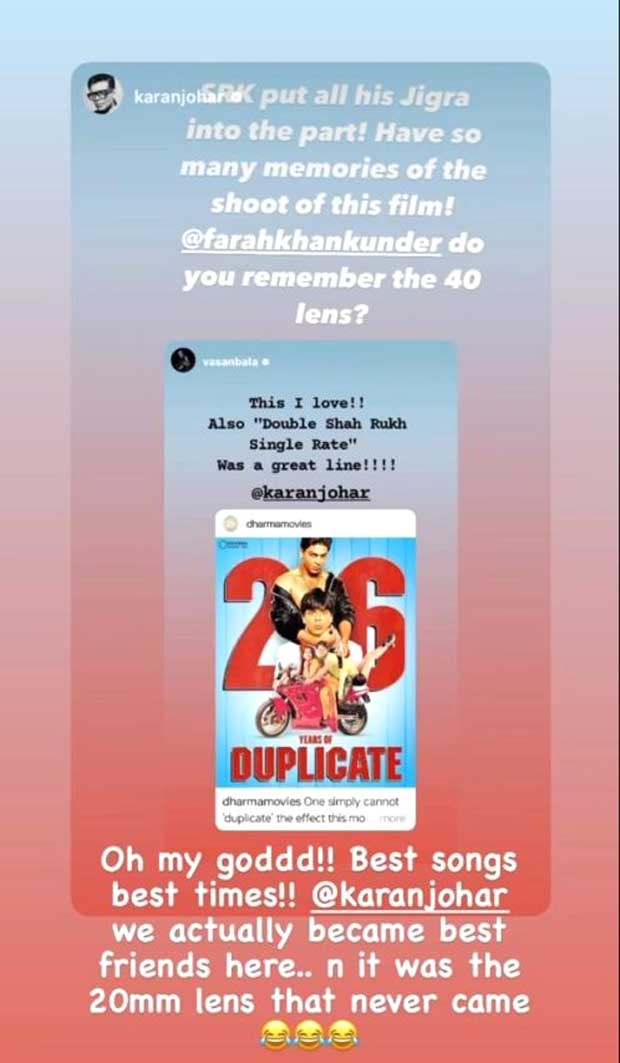 26 years of duplicate: Karan Johar and Farah Khan recall becoming 'best friends' on the sets of the Shah Rukh Khan-starrer