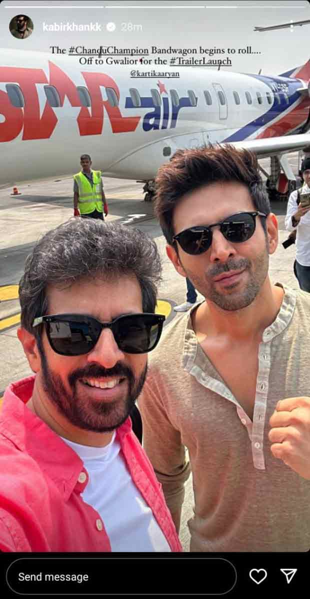 Kartik Aaryan jets off to his hometown Gwalior with Kabir Khan for Chandu Champion trailer launch, see photo Kartik Aaryan jets off to his hometown Gwalior with Kabir Khan for Chandu Champion trailer launch, see photo