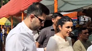 Parineeti Chopra & Raghav Chadha twin in white at Siddhivinayak Temple