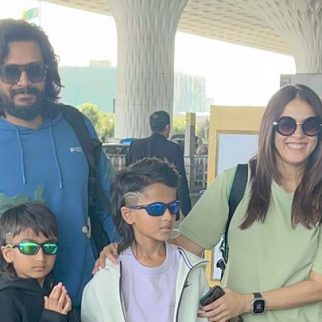 Riteish Deshmukh & Genelia Deshmukh get clicked at the airport with kids
