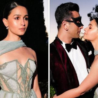Alia Bhatt mesmerizes in Elie Saab strapless pastel gown with shoulder cape & sunset blush; Ranbir Kapoor keeps it dapper in a mask in new photos from Ambani pre-wedding cruise bash