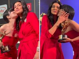 Bigg Boss fame Khanzaadi shares a sweet moment with Sushmita Sen as she places a peck on her cheek
