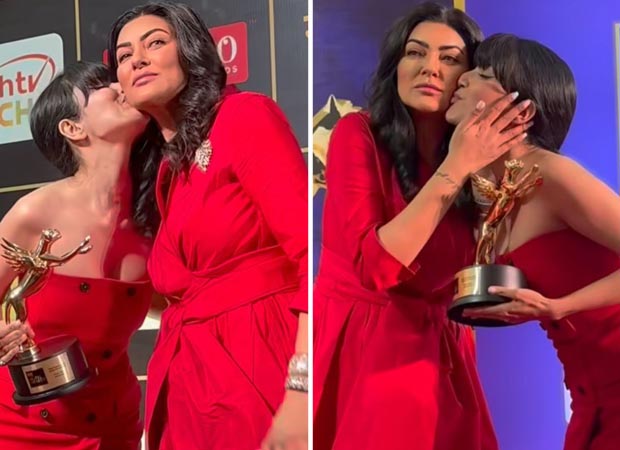 Bigg Boss fame Khanzaadi shares a sweet moment with Sushmita Sen as she places a peck on her cheek