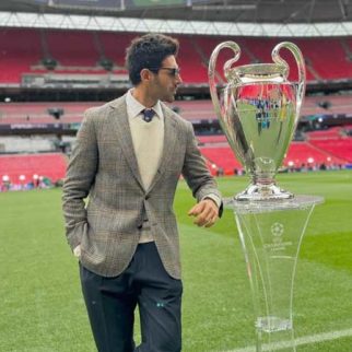 Kartik Aaryan strikes a pose with the 2024 UEFA Champions League Trophy, see photo