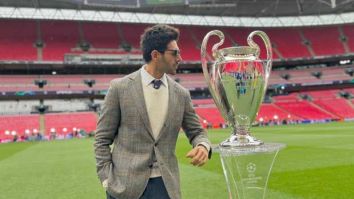 Kartik Aaryan strikes a pose with the 2024 UEFA Champions League Trophy, see photo