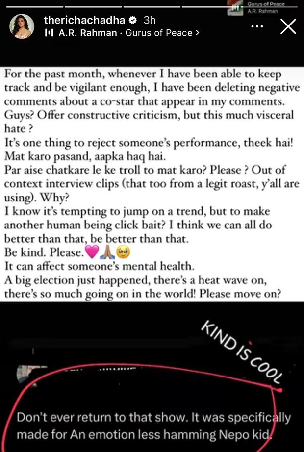 Richa Chadha comes in defence of Heeramandi co-star Sharmin Segal amid trolling: "It can affect someone's mental health"