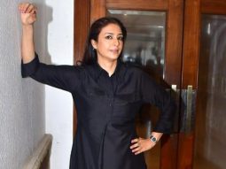 Tabu smiles for paps in her all black outfit as she promotes AMKDT
