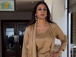 Tabu seems in a fun mood today as she chit chats with paps