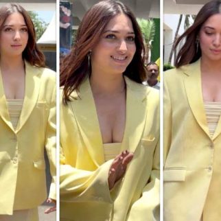 Tamannaah Bhatia strikes balance between classic and contemporary in strapless yellow sheer dress paired with blazer worth Rs. 45,500