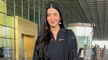 Those jhumkas are fab! Shruti Haasan in a black salwar at the airport