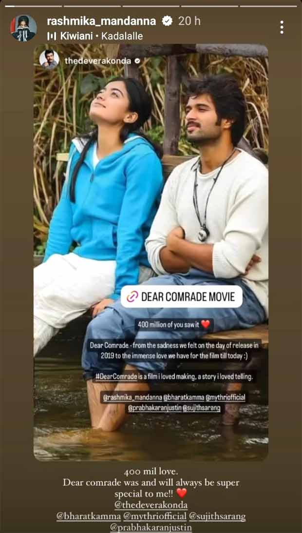 Vijay Deverakonda and Rashmika Mandanna celebrate 400 million viewership for Dear Comrade It's a story I loved telling