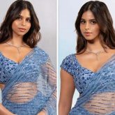 When Suhana Khan mesmerised in Parisian blue custom-Falguni Shane Peacock saree & statement neckpiece