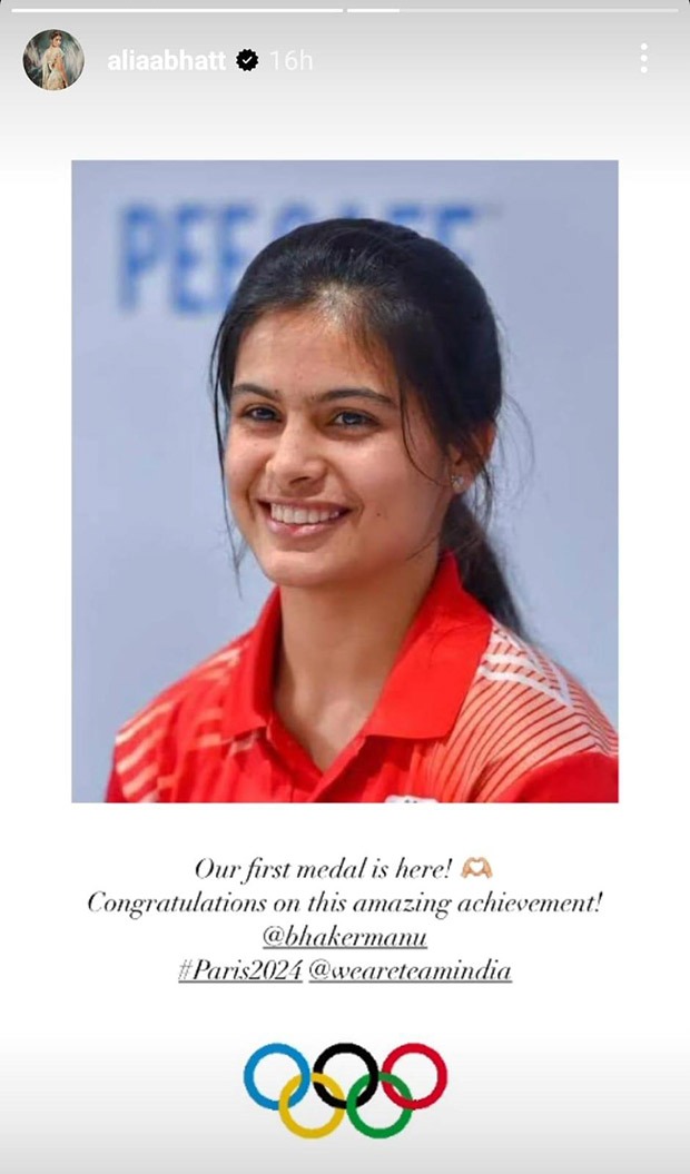 Alia Bhatt, Ranveer Singh, Kareena Kapoor Khan, Sidharth Malhotra & other Bollywood celebs congratulate Manu Bhaker on her historic bronze medal win at Olympics 2024