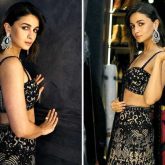Alia Bhatt dazzles in custom Faraz Manan black velvet lehenga and cropped blouse at Anant Ambani-Radhika Merchant’s sangeet