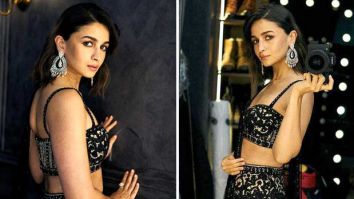 Alia Bhatt dazzles in custom Faraz Manan black velvet lehenga and cropped blouse at Anant Ambani-Radhika Merchant’s sangeet