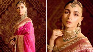 Alia Bhatt looks stunning in 160-year-old Manish Malhotra pure silk pink saree from archival weave collection with strapless bustier blouse at Anant Ambani – Radhika Merchant’s wedding