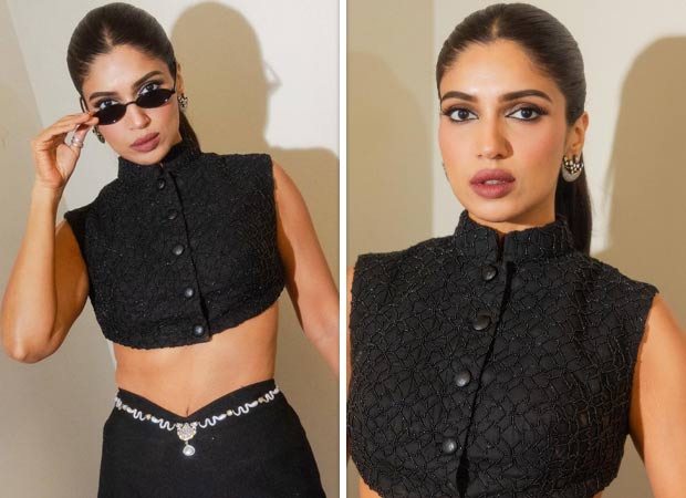 Bhumi Pednekar keeps it chic in Kunal Rawal crop top and skirt with sparkly belt and mini handbag, see photos 