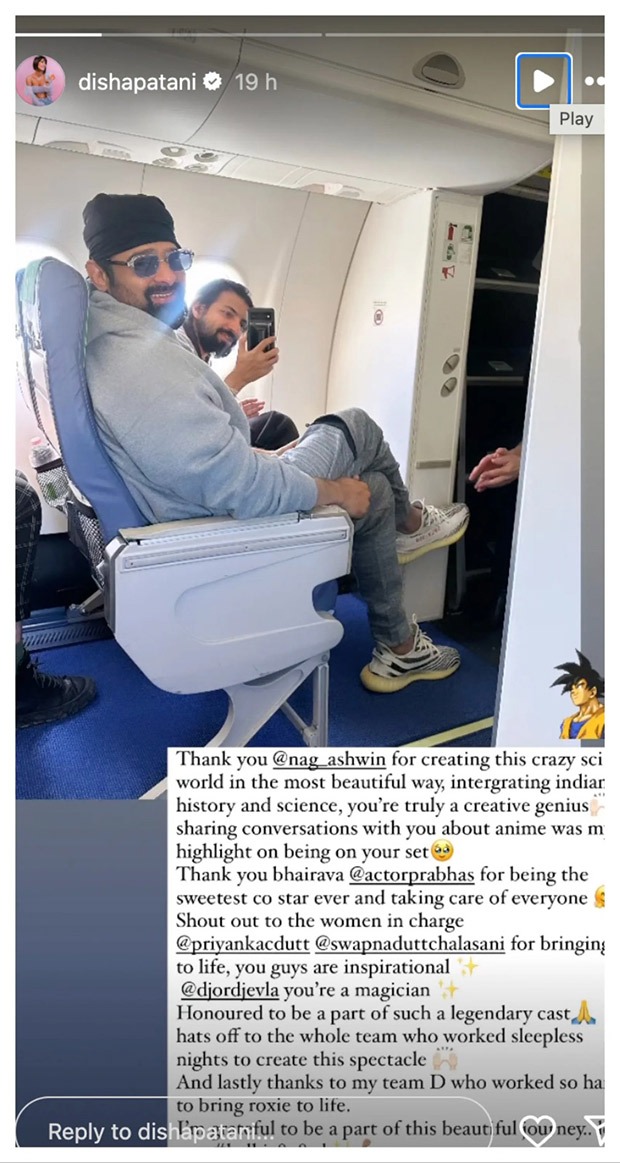 Disha Patani calls Kalki 2898 AD director Nag Ashwin a "creative genius" and Prabhas the "Sweetest co-star" in appreciation note 
