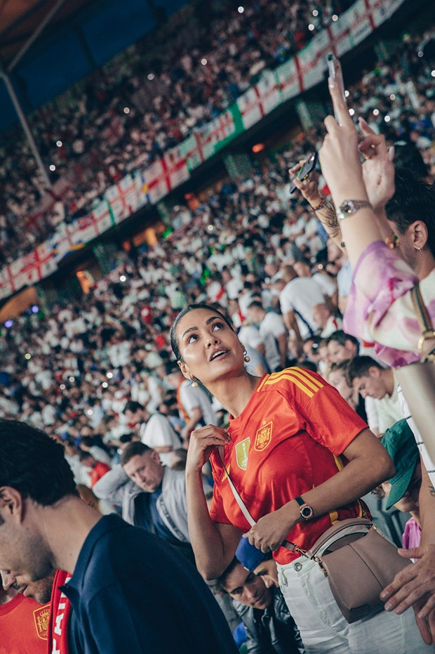 Esha Gupta wears Spanish red jersey for UEFA Euro Finals 2024; her Rs. 22.9 lakh Hublot watch outshines