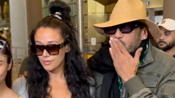 Jackie Shroff poses with daughter Krishna Shroff at the airport