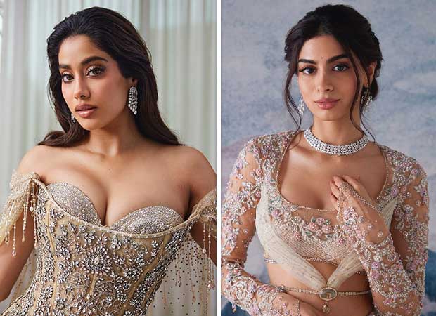 Janhvi Kapoor bedazzles in crystal corset, mermaid skirt and draped wings; Khushi Kapoor shines in sequin floral lehenga from Tarun Tahiliani upcoming bridal couture collection 2024