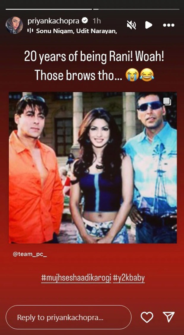 Priyanka Chopra takes a walk down memory lane with Akshay Kumar and Salman Khan as Mujhse Shaadi Karogi completes 20 years 