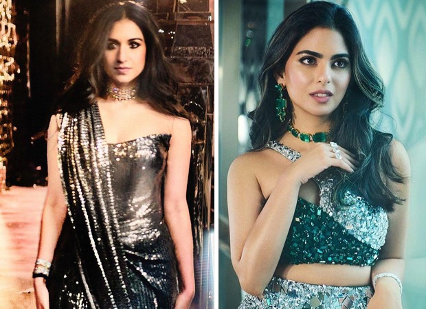 Radhika Merchant dazzles in chainmail saree with corset blouse for sangeet after party; Isha Ambani embraces opulence in sequin saree & emeralds