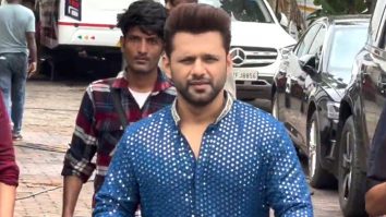 Rahul Vaidya greets paps as she gets clicked in a blue sequin kurta