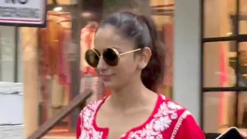 Rakul Preet Singh gets clicked by paps in a red chikankari kurta