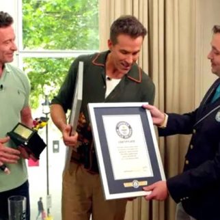 Ryan Reynolds and Hugh Jackman accept their certificates as Deadpool & Wolverine breaks Guinness World Record for the most viewed movie trailer in 24 hours