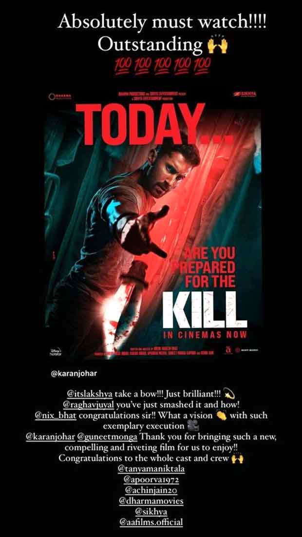 Sara Ali Khan reviews Kill; asks Lakshya to take a bow as she calls the film ‘Outstanding’