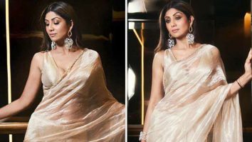 Shilpa Shetty stuns in a sheer shimmering saree, perfect for modern Indian fashionistas