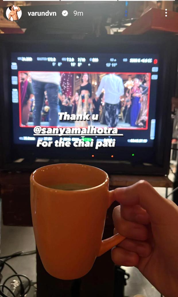 Varun Dhawan sips chai and thanks Sanya Malhotra on sets of Sunny Sanskari Ki Tulsi Kumari, see pic 