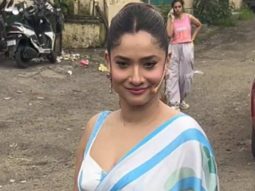 Ankita Lokhande poses for paps in a beautiful saree at Laughter Chefs set