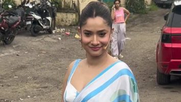 Ankita Lokhande poses for paps in a beautiful saree at Laughter Chefs set