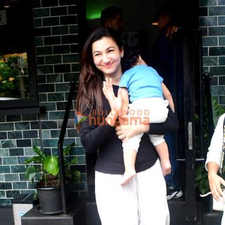 Photos: Gauahar Khan snapped with her son outside a cafe in Bandra