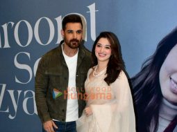 Photos: John Abraham and Tamannaah Bhatia snapped at the launch of their song ‘Zaroorat Se Zyada’ from Vedaa