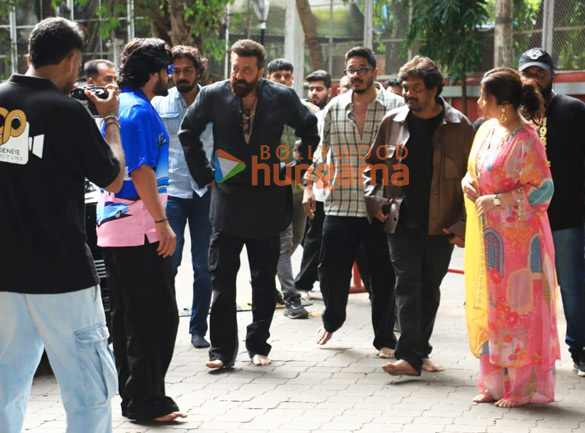 photos sanjay dutt ram pothineni kavya thapar and charmme kaur snapped at iskcon temple juhu while promoting their film double is 6
