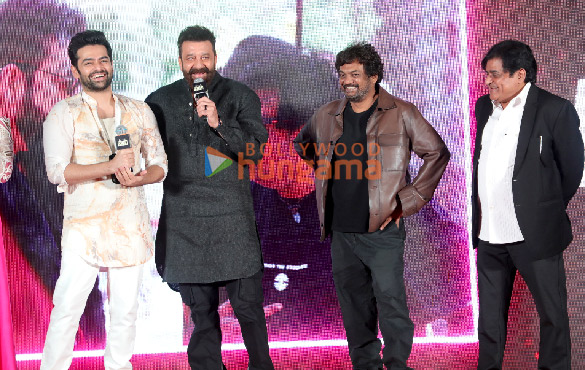 photos sanjay dutt ram pothineni puri jagannadh others snapped at big bull song launch from double ismart in mumbai 500 2