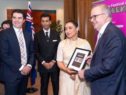 Rani Mukerji honours Yash Chopra with stamp launch at Australian Parliament