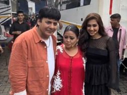 Sudesh Lehri poses with Bharti Singh & Reem Shaikh at Laughter Chefs set