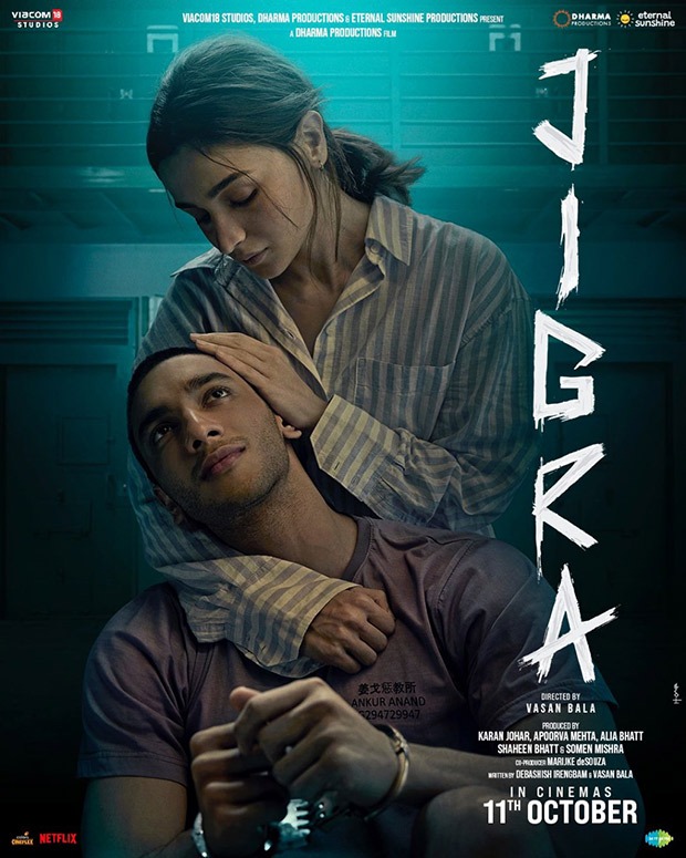 Alia Bhatt comforts Vedang Raina with cuffed hand in new Jigra poster ahead of trailer launch 