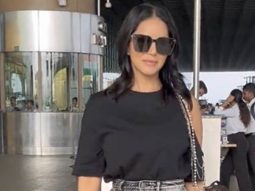 Denim skirt and boots! Sunny Leone’s rocking airport look