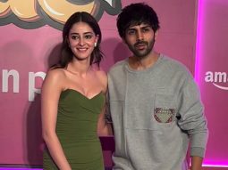 Kartik Aaryan & Ananya Panday pose for paps at Call Me Bae screening