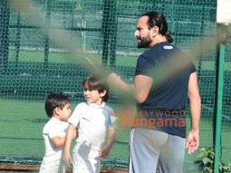 Photos: Saif Ali Khan, Taimur Ali Khan and Jehangir Ali Khan snapped at a cricket ground in Bandra